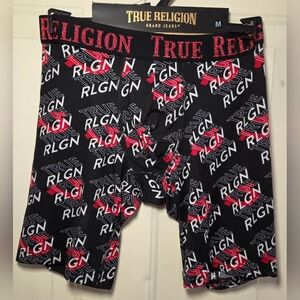 True Religion Black Boxer Briefs with Red and White Accents Size M NWT
